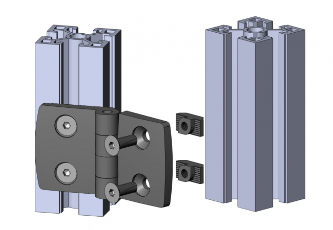 Scharnier, Scharniere, Türscharnier, Türscharniere, Kunststoffscharnier, Kunststoffscharniere, Lochabstand, nicht aushängbar, fest, fix, 2010 K 2020 SW 01 F,2010 K 3030 SW 01 F,2010 K 4040 SW 01 F, 2010 K 4545 SW 01 F