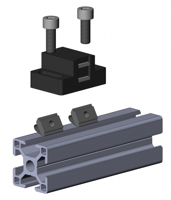 Nutenstein Nut 8 trapez, mit Führung, einschwenkbar, mit Feder Nutenstein Nut 8 trapez, mit Führung, einschwenkbar, mit Feder