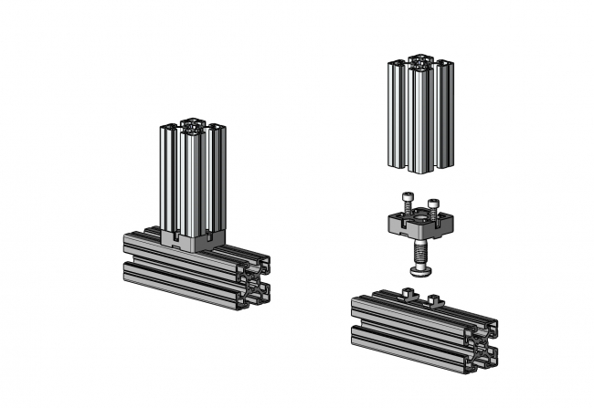 Verbinder 90° Verbinder 90°, Nut 8, Nut 10, Bosch, Bauer, AL DG, Aluminium, Druckguss, TecEnMa, 4202 AL 4510 EL 01, 4202 AL 3008 EL 01