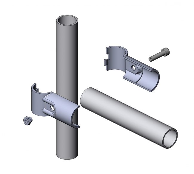 Verbinder-90° 1-fach, Verbinder 90°, Verbinder 90 Grad, Verbinder-90-Grad, T Verbinder, T-Verbinder, T, Endverbinder, Querverbinder, Rohrprofilsystem, Rohrverbinder, Rohr Verbinder, Rohr, Verbinder, 5012 S 001 SW 01