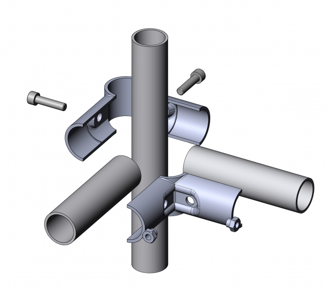 Verbinder 90° 2-fach, Verbinder-90°, Verbinder 90 Grad, 2-fach, Rohrprofilsystem, Rohrverbinder, Rohr Verbinder, Rohr, Verbinder, L-Verbinder, Eckverbinder, Eck, 5015 S001 SW 01