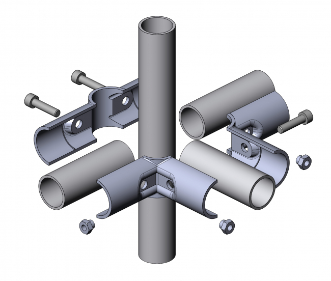 Verbinder 90° 3-fach Verbinder 90° 3-fach, T Verbinder, T-Verbinder, Verbinder 90 Grad, 90 Grad, 90°, Rohrprofilsystem, Rohrverbinder, Rohr Verbinder, Rohr, Verbinder, 5016 S 001 SW 01