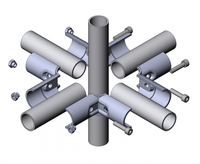 Verbinder 90° 4-fach Verbinder 90° 4-fach, Verbinder 90°, 4-Fach, Doppel-T-Verbinder, Kreuzverbinder, X-Verbinder, Verbinder 90 Grad, Rohrprofilsystem, Rohrverbinder, Rohr Verbinder, Rohr, Verbinder, 5017 S 001 SW 01