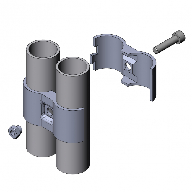 Parallelverbinder Parallelverbinder, Rohrprofilsystem, Rohrverbinder, Rohr Verbinder, Rohr, Verbinder, Doppelrohrverbinder, Doppelrohrschelle, Doppelverbinder, 5018 S 001 SW 01