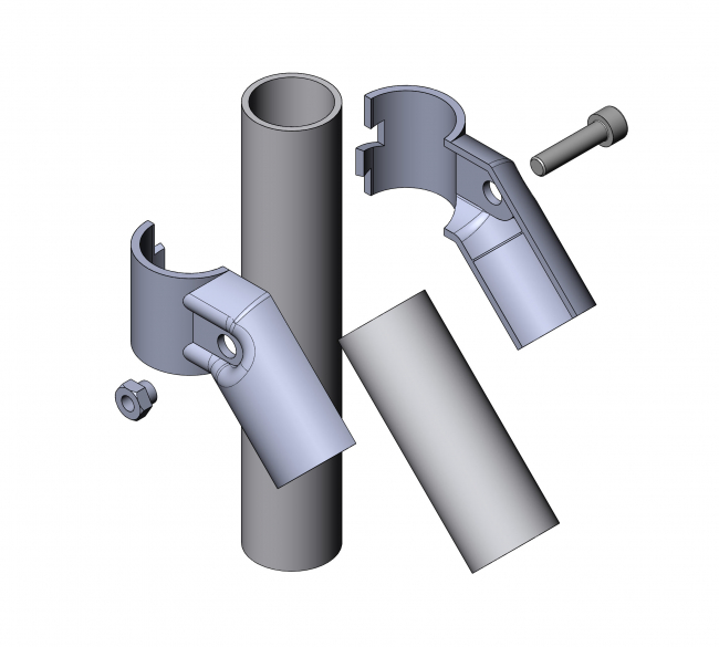 Verbinder 45°, Verbinder 45 Grad, 45, Grad, 45°, Diagonalverbinder, 5020 S 001 SW 01, Rohrprofilsystem, Rohrverbinder, Rohr Verbinder, Rohr, Verbinder