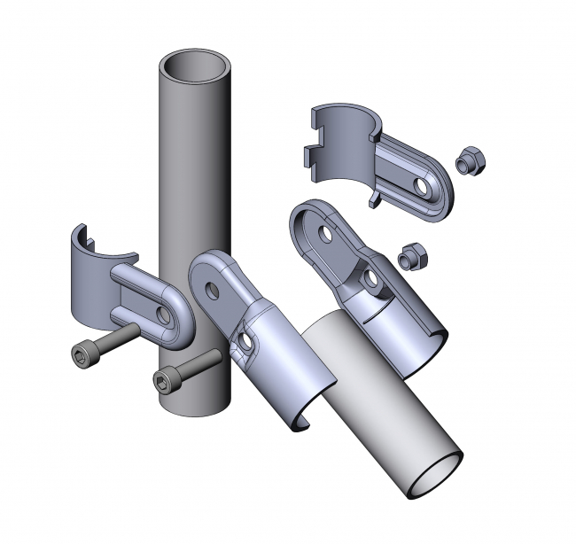 Gelenkverbinder 1-fach Gelenkverbinder 1-fach, Rohrprofilsystem, Rohrverbinder, Rohr Verbinder, Rohr, Verbinder, 5023 S 001 SW 01