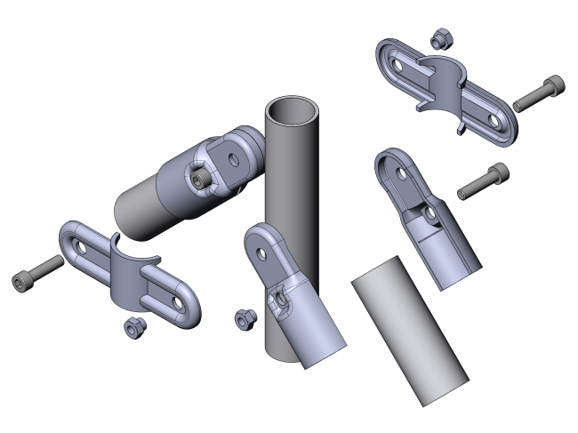 Gelenkverbinder 2-fach Rohrprofilsystem, Rohrverbinder, Rohr Verbinder, Rohr, Verbinder, 5024 S 001 SW 01