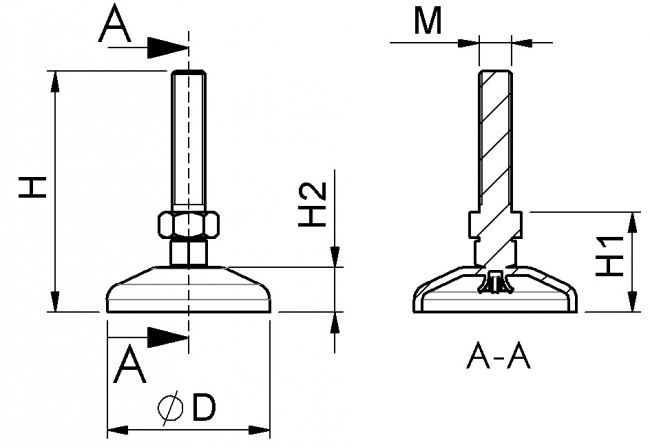Stellfuß, Stahl, verzinkt, Aluprofil, M12, 10 kN, 10000N, 1060 S 12060 VZ 01