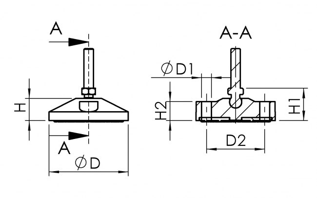 Teller für Gelenkfüsse mit Antirutschplatte Antirutschplatte Gelenkfuß Stellfuß Kunststofffuß Gelenkstellfuß 1112K030SW01 1112K040SW01 1112K050SW01 1112K060SW01 1112K080SW01 1112K080SW02 1112K100SW01