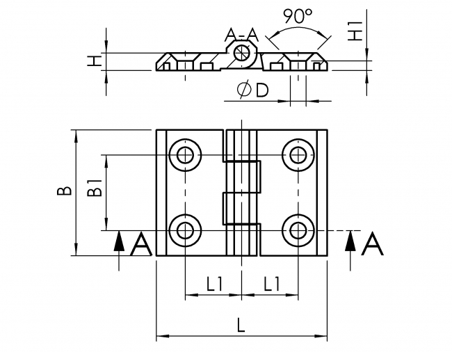 Scharnier, Türscharnier, Drehgelenk, Aluminiumscharnier, Aluscharnier, Scharniere, Aluminiumscharniere, Türscharniere, Drehgelenke, Aluminium, Alu, Aluscharniere, nicht aushängbar, fest, fix, 2010 A 2020 SW 01 F, 2010 A 3030 SW 01 F, 2010 A 4040 SW 01 F, 2010 A 4545 SW 01 F