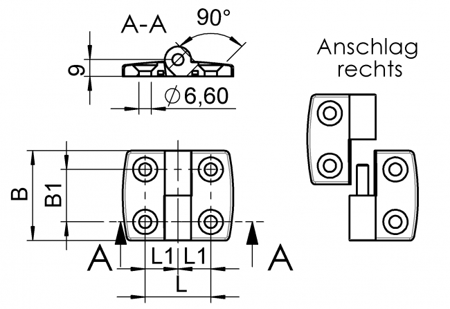 Kunststoffscharnier aushängbar