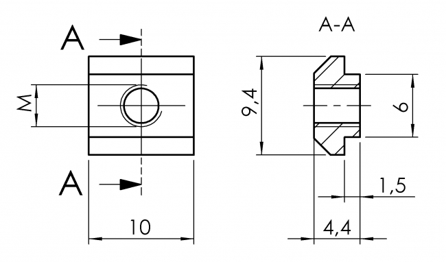 Nutenstein Nut 6 mit Führungssteg