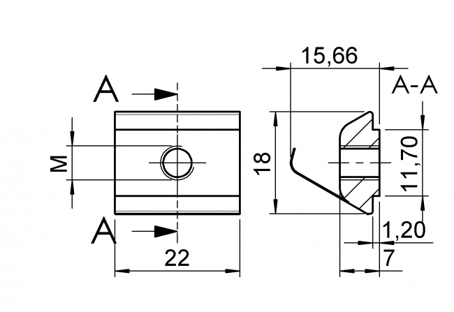 Nutenstein Nut 12, M6 mit Feder, Edelstahl Nutenstein Nut 12, M6 mit Feder, Edelstahl
