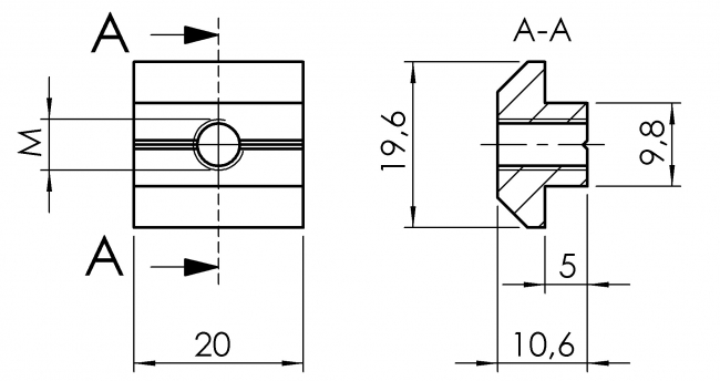 Nutenstein Nut 10 mit Führung