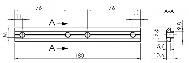 Nutenstein 4-fach Nut 10 mit Führung Nutenstein 4-fach Nut 10 mit Führung