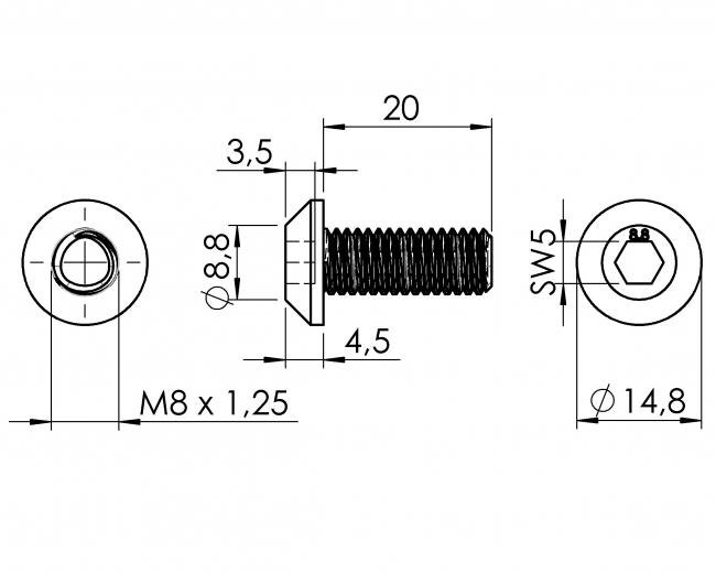 Schraube S8 Schrauben, Selbstschneidend, Selbstfurchend, Stahl, verzinkt, S8x20, 20mm, S8, TecEnMa, 3512 S 0820 VZ 01