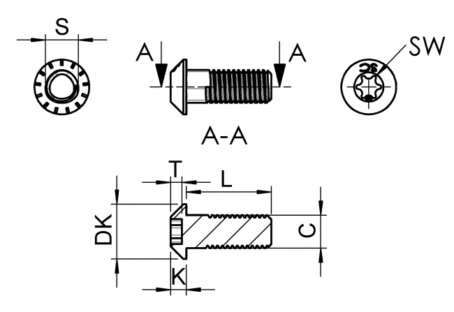 3512 S 1230 VZ 01, 3512 S 0828 VZ 01, Selbstfurchende, Schrauben, Torx, Gewinde, gewindeschneidend, gewindeschneiden, TORX, T25, T50