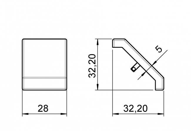 Abdeckkappe für Druckgusswinkel 27x27x28 Abdeckkappe, PA, Kunststoff, Druckgusswinkel, 4010 A 2727 EL03, schwarz