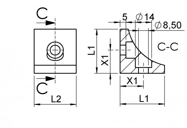 Eckwinkel Eckwinkel, Nut 10, Aluminium, Magnesium, Silicium, F27, 4020 3836 EL 01, 4020 4340 EL 01, 4020 A 4846 EL, 4020 A 5856 EL 01