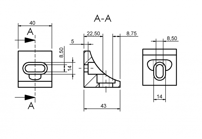 Eckwinkel 43x43x40 Langloch Eckwinkel, 43x43x40, Langloch, 4020 A 4340 EL 02, GD AL