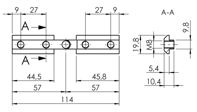 Gelenknutverbinder 114mm (innen)