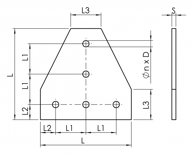 Halteplatte T, Außenverbinder, T-Verbinder, 4801 A 20T060 EL 01, 4801 A 30T090 EL 01, 4801 A 40T120 EL 01, 4801 A 45T135 EL 01