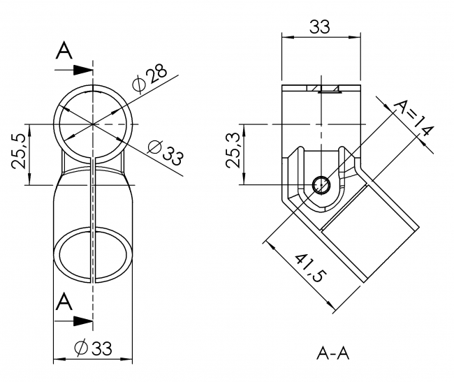 Verbinder 45°, Verbinder 45 Grad, 45, Grad, 45°, Diagonalverbinder, 5020 S 001 SW 01, Rohrprofilsystem, Rohrverbinder, Rohr Verbinder, Rohr, Verbinder
