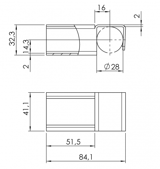 Röllchenleistenaufnahme, Zubehör, ohne Anschlag, 5053 S 001 VZ 01