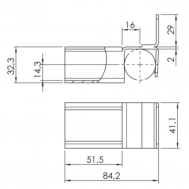 Röllchenleistenaufnahme mit Anschlag, Röllchenleistenaufnahme, Aufnahme, Anschlag, mit Anschlag, Aufnahme für Röllchenleiste, Röllchenleiste, Zubehör, 5053 S 002 VZ 01