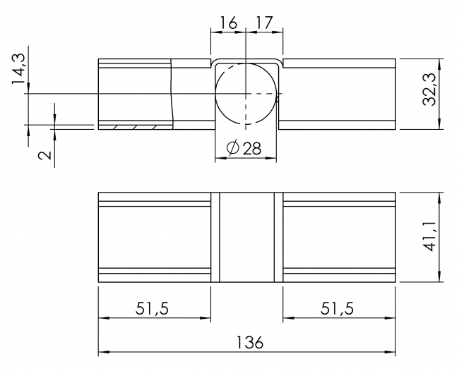 Röllchenleistenaufnahme Verlängerung, Verlängerung, Röllchenleisten, Röllchenleistenaufnahme, Aufnahme, Anschlag, Aufnahme für Röllchenleiste, Zubehör, 5053 S 004 VZ 01