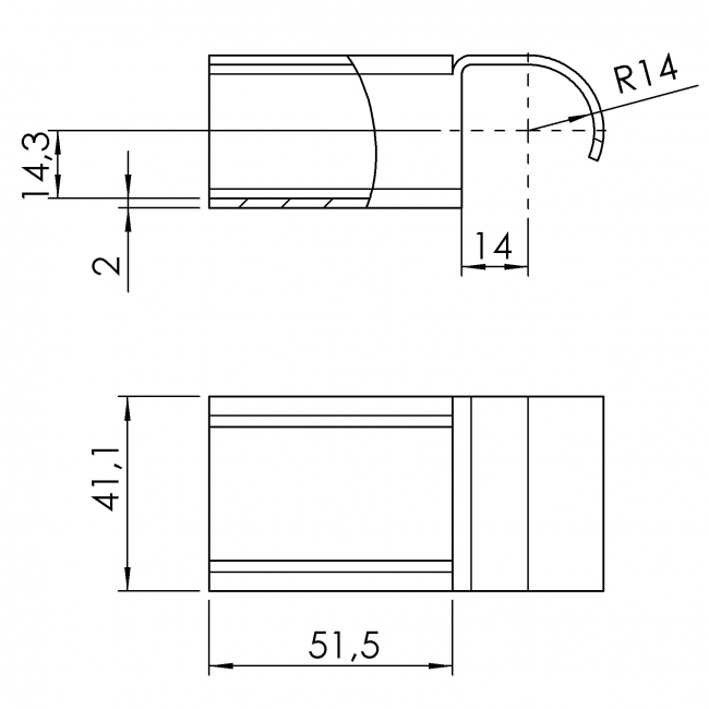 Röllchenleistenaufnahme Gelenk starr, Gelenk, starr, Gelenk starr, Röllchenleistenaufnahme Gelenk, Röllchenleistenaufnahme, Anschlag, Aufnahme für Röllchenleiste, Aufnahme, Röllchenleiste, Zubehör, 5053 S 006 VZ 01