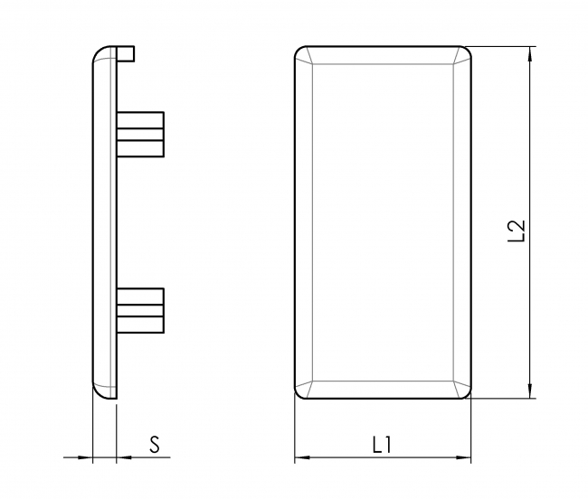 Abdeckkappen rechteckig Abdeckkappe, rechtecki, PA, Bauer Profile