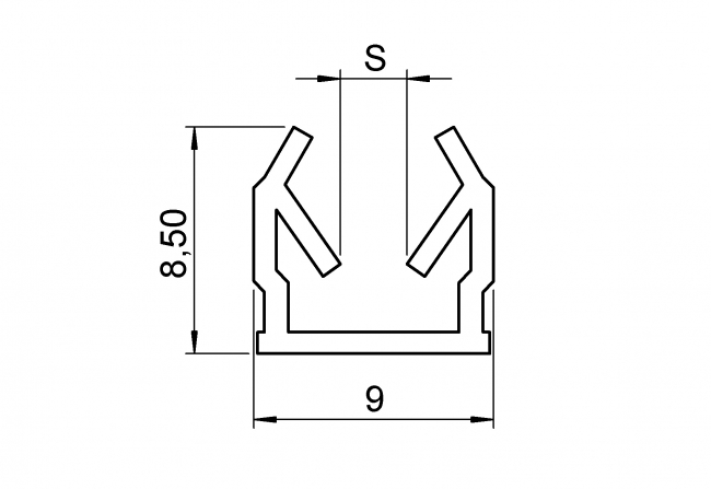 Einfassprofil Nut 8 Einfassprofil, Nut 8, PP, TPE, schwarz, 6208 K 08 SW 01