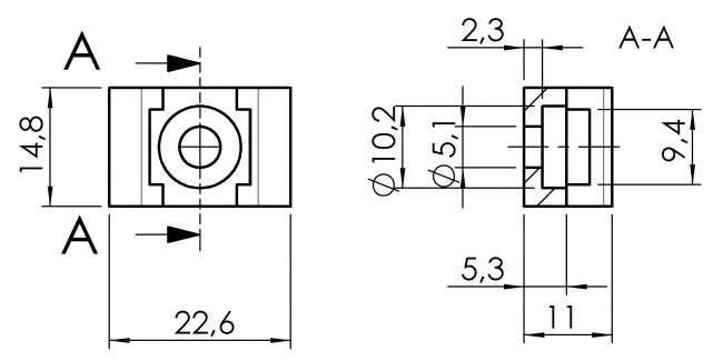 Kabelblock 1-Weg Kabelblock 1-Wege, Kabelblock, 1-Wege, Kammer, Block, Kabelbefestigung, PA, Zubehör, Uni, 6331 K 0001 SW 01