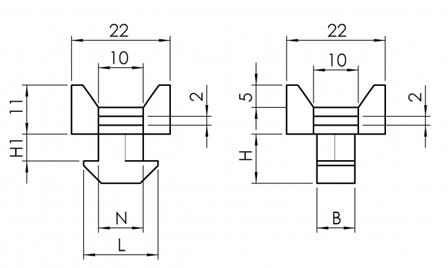 Kabelblock 2-Wege Kabelblock 2-Wege, Kabelblock, 2-Wege, Kammer, Block, Kabelbefestigung, PA, Zubehör, Nut 8, Nut 10, 6332 K 0802 SW 01, 6332 K 1002 SW 01