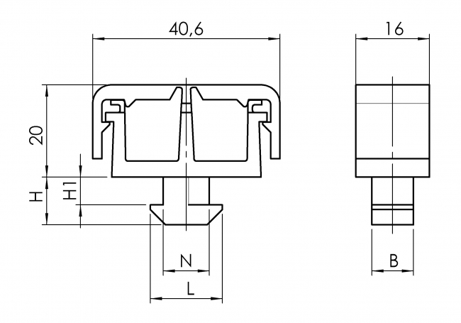 Kabelclip 2-Kammer Kabelclip 2-Kammer, Kabelclip, 2-Kammer, Kammer, Kabelefestigung, PA, Zubehör, Nut 8, Nut 10, 6334 K 0802 SW 01, 6334 K 1002 SW 01