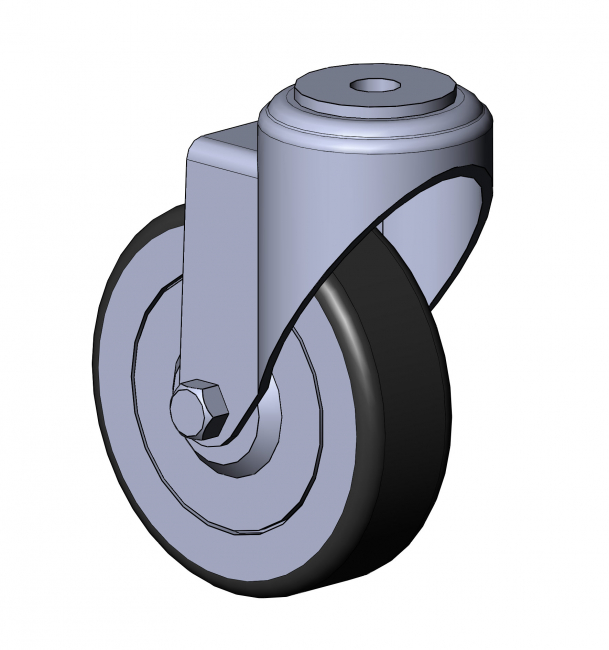 Swivel castor with bolt hole