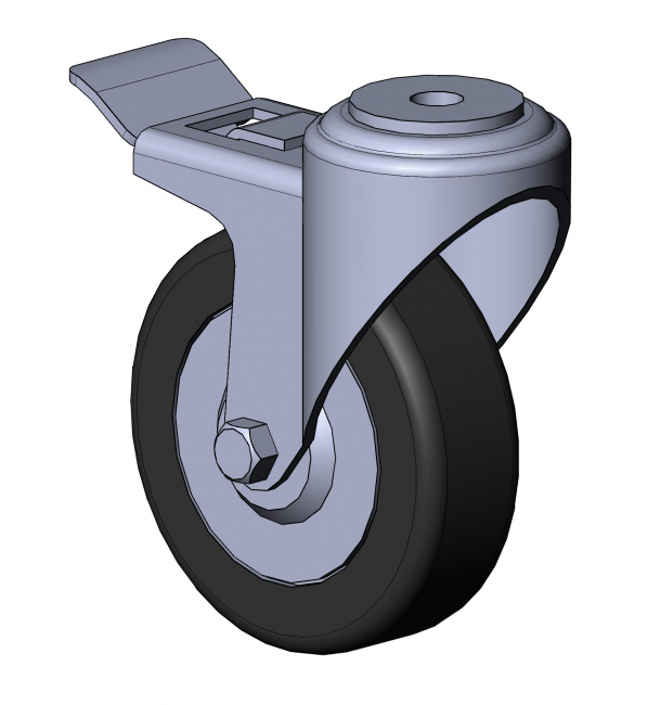 Swivel castor with bolt hole and brake