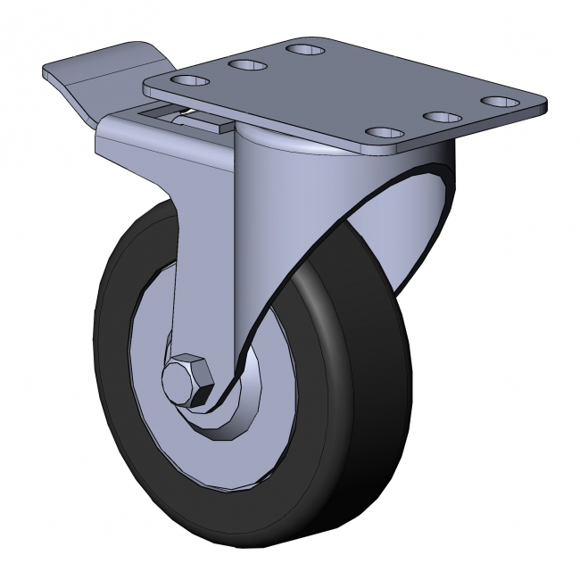 Swivel castor with top plate and brake