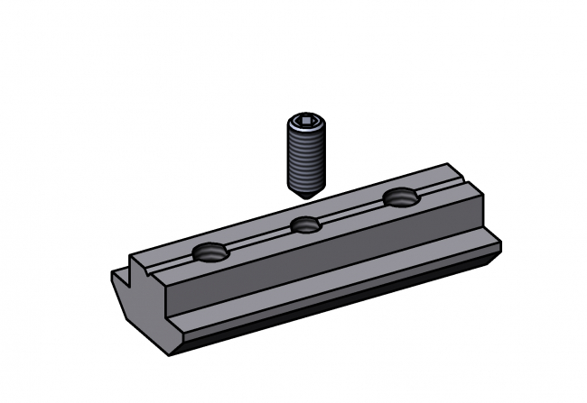 Nutenstein 2-fach mit Führung Nut 10 M6 M5 Nutenstein, 2-fach, Nut 10, mm, M6, Schraube, Gewindestift M5 x 12, mit Führung, DIN 914