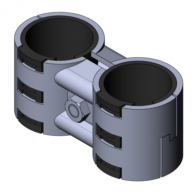 Parallelverbinder mit Kunststoffeinlage Parallelverbinder mit Kunststoffeinlage, Rohrprofilsystem, Rohrverbinder, Rohr Verbinder, Rohr, Verbinder, Doppelverbinder, Schonverbinder, Vibrationsverbinder, Vibration, 5019 S 001 SW 01