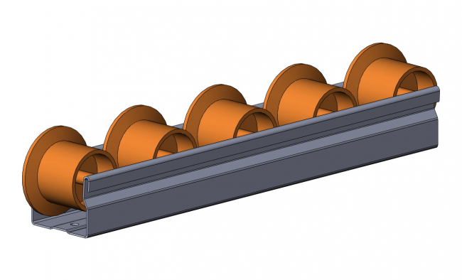 Röllchenleiste D 28 geführt Röllchenleiste D28 geführt, Rollen, Bundrollen, Rollenschiene, Rollenleiste, Rollenstab, Zubehör, 6320 K 028F GE 01