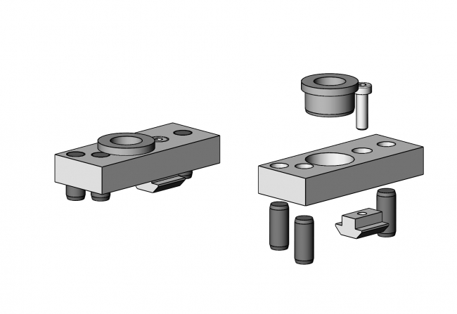 Bohrlehren für Schnellspannverbinder Profil B, Profil I, Nut 6, Nut 8, Nut 10, M5, Imbus 4, 6901 S 0010 VZ 01, 6901 S 0008 VZ 01, 6901 S 0006 VZ 01, 6901 S 0001 VZ 02